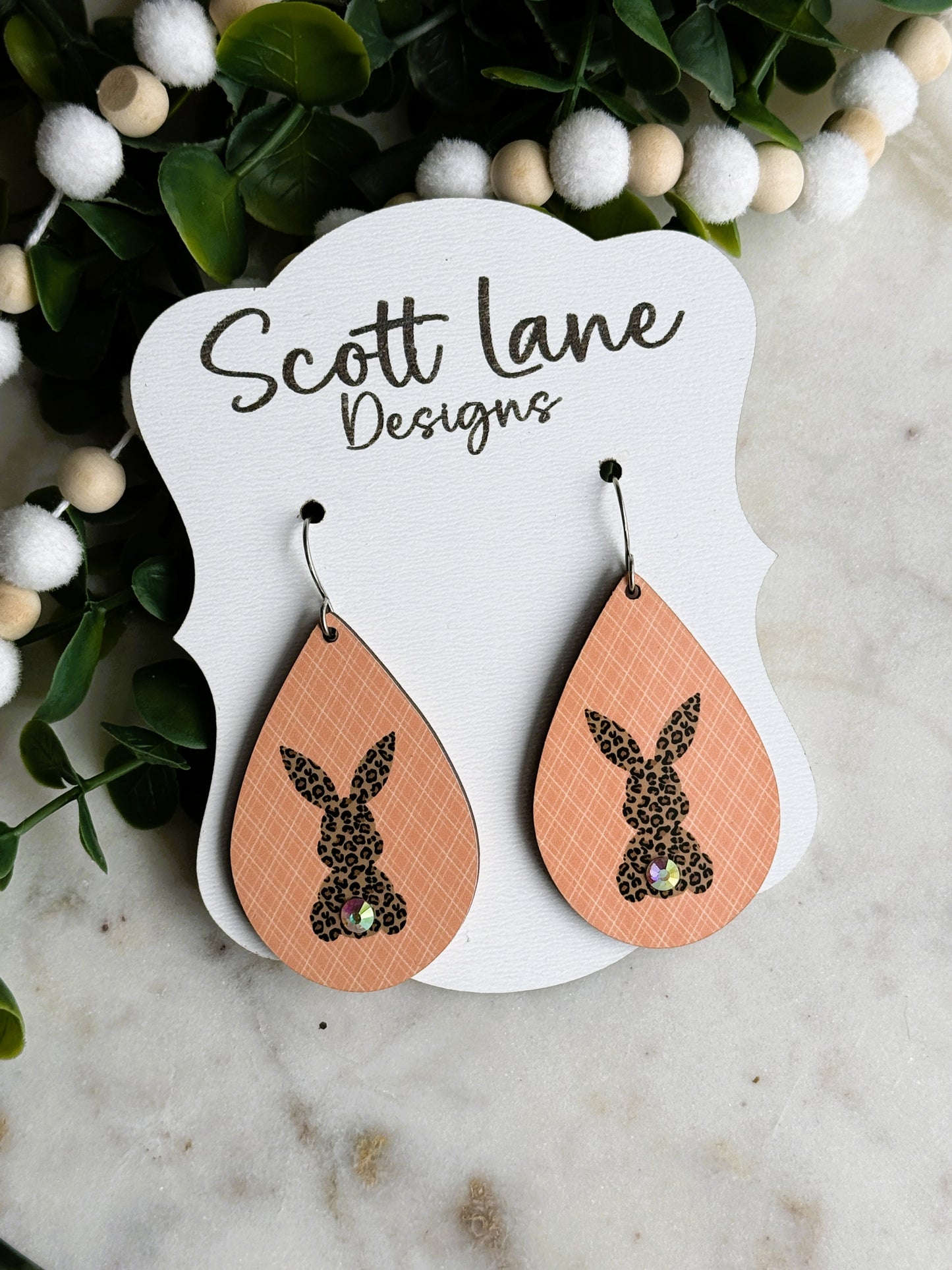 Leopard Print Bunny Teardrop Earrings