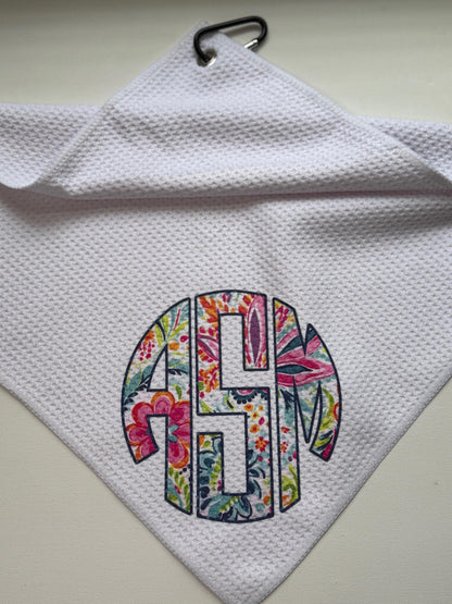 Personalized Circle Monogram Golf Towel