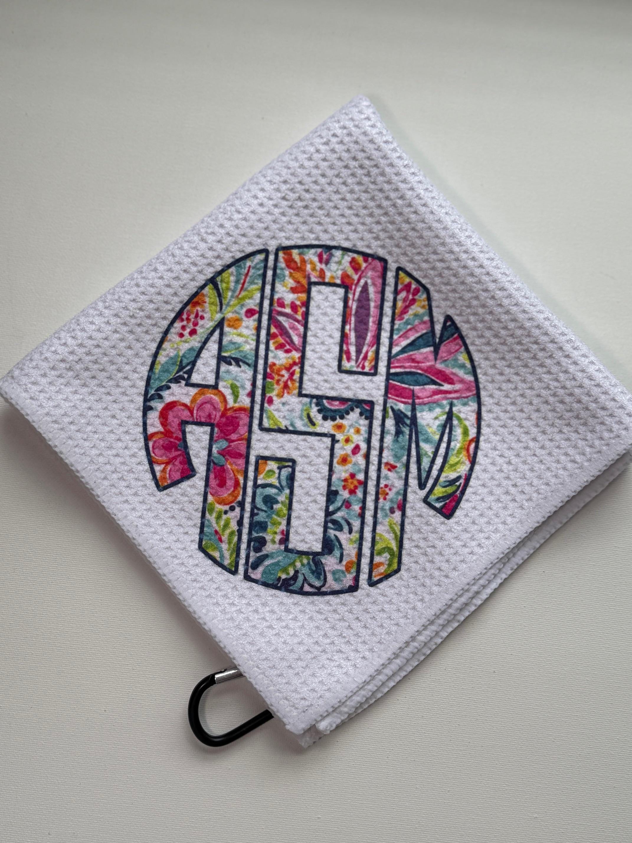 Personalized Circle Monogram Golf Towel