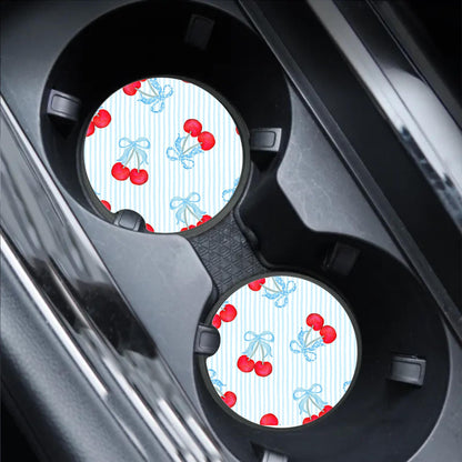 Preppy Cherry Car Coasters
