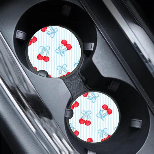 Preppy Cherry Car Coasters