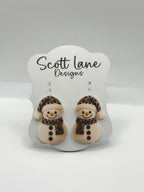 Leopard Print Snowman Christmas Earrings