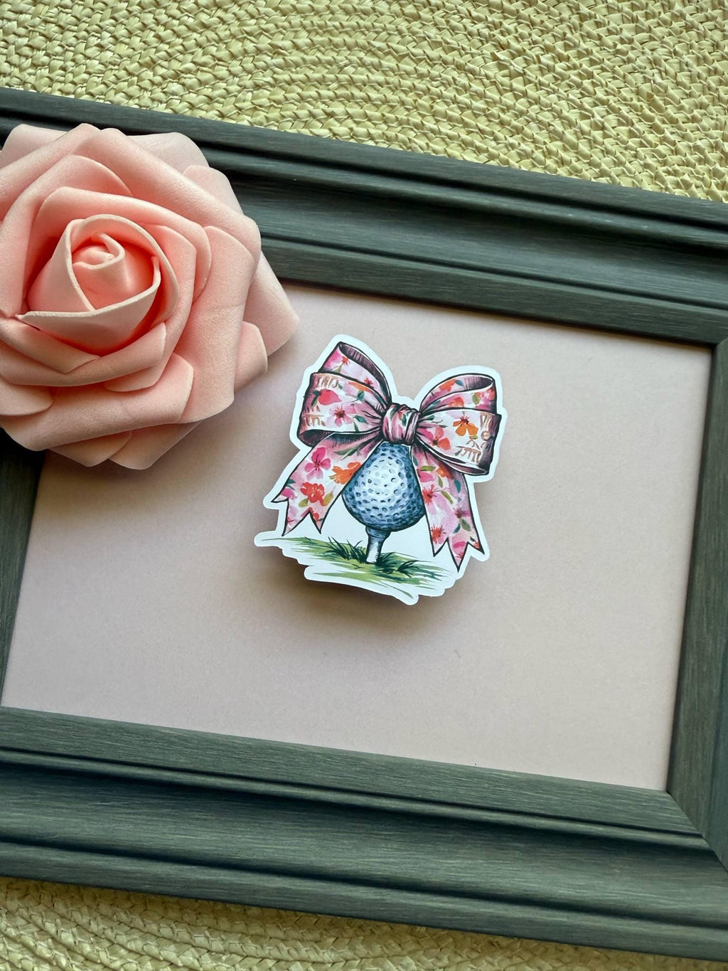 Floral Bow Golf Ball Sticker