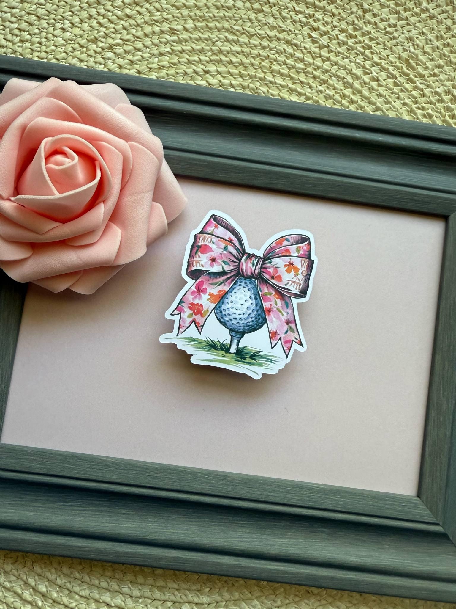 Floral Bow Golf Ball Sticker