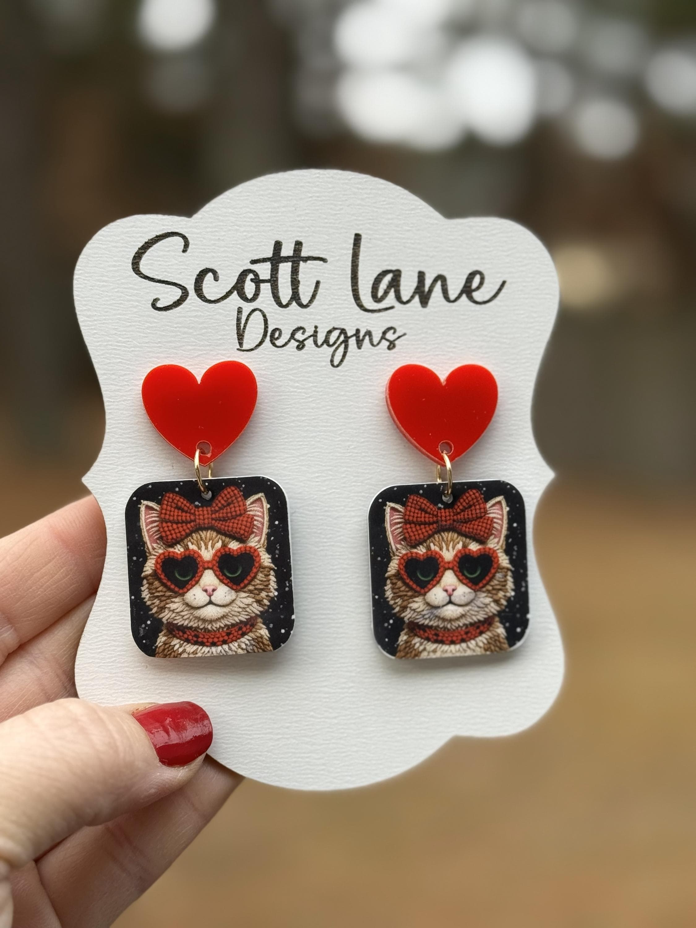Cool Kitty Valentine's Day Hearts Earrings2