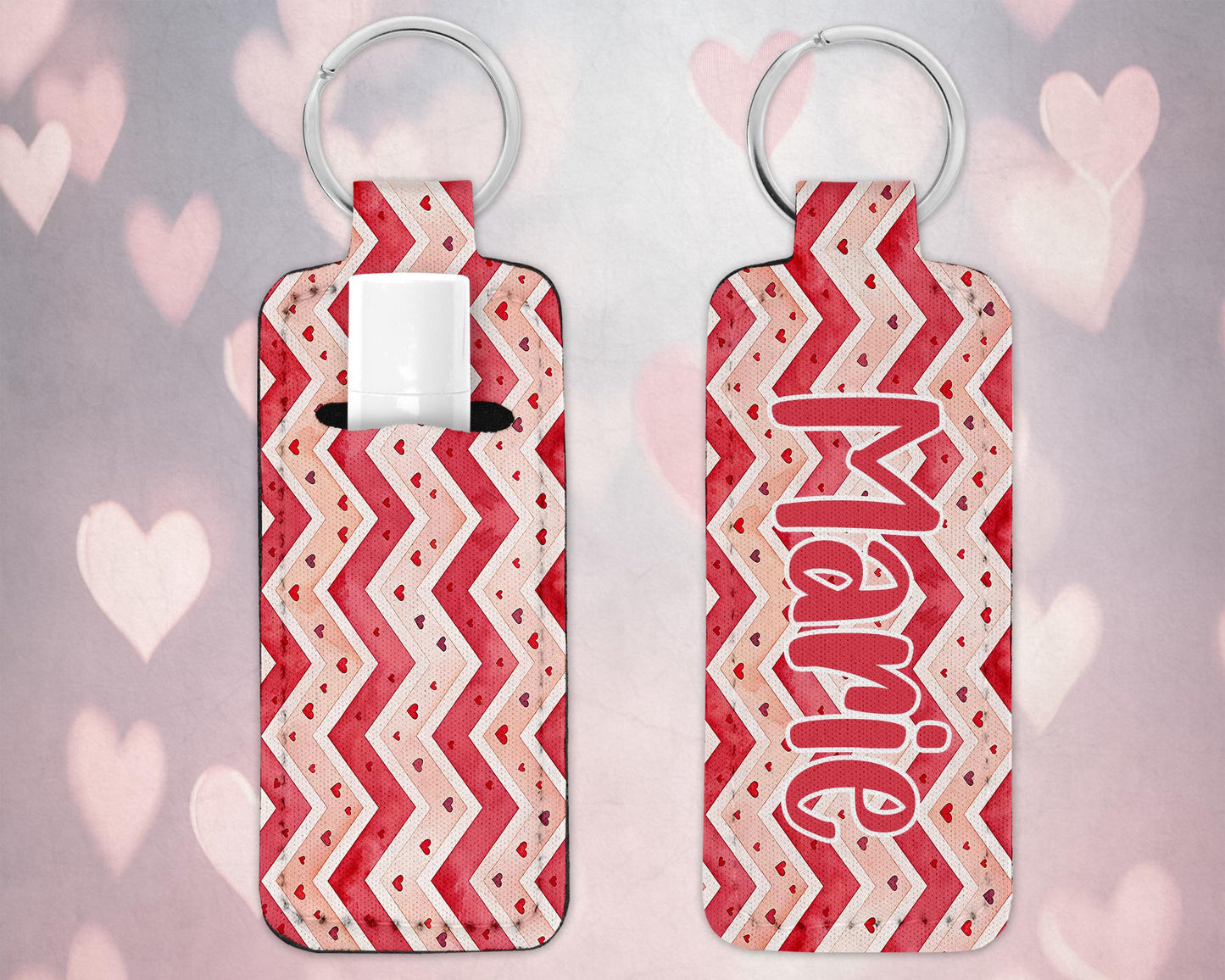 Valentine’s Day Chevron Lip Balm Holder Keychain