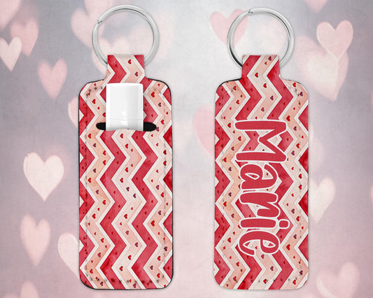 Valentine’s Day Chevron Lip Balm Holder Keychain