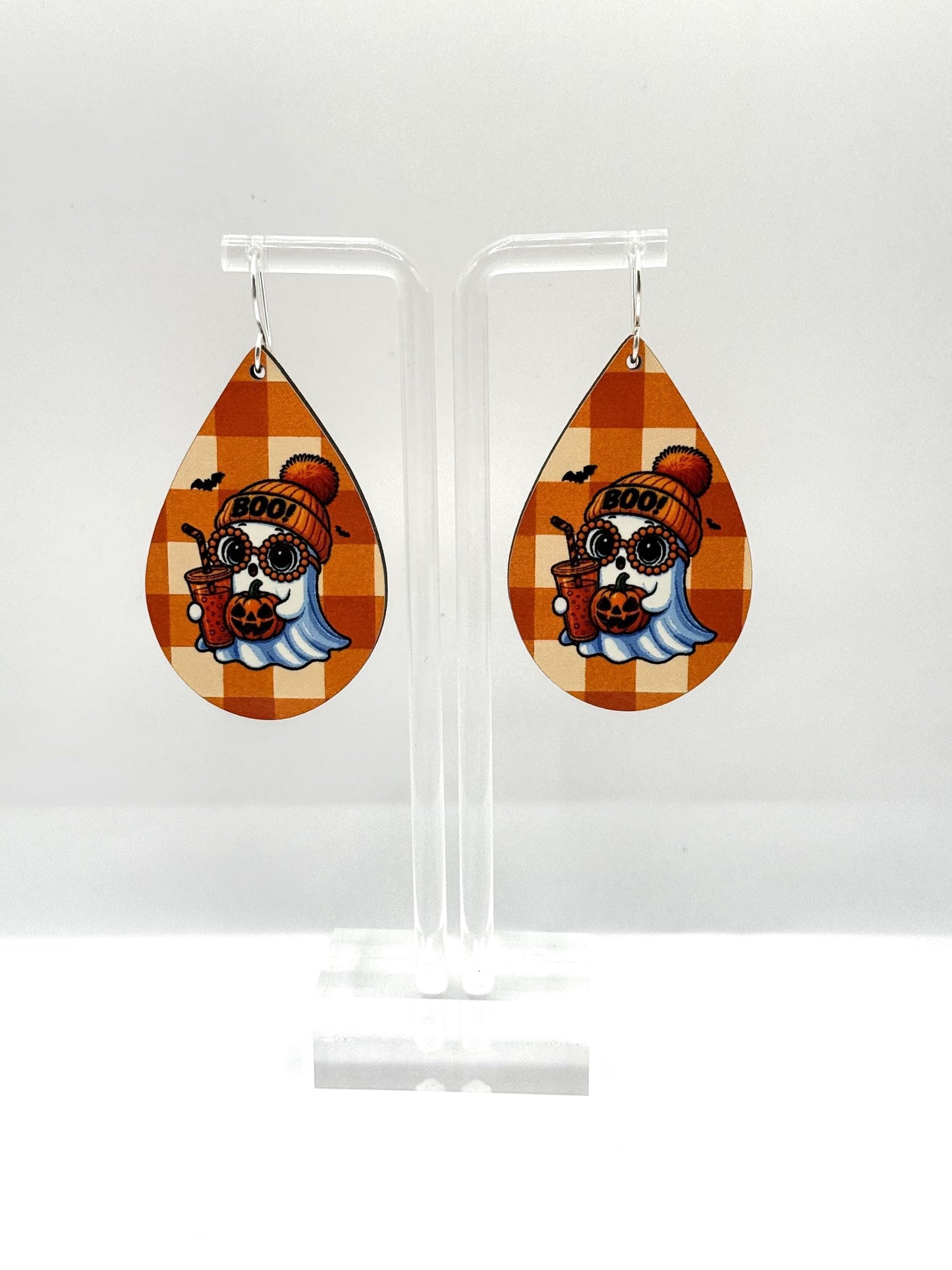 Coffee Ghost Teardrop Earrings