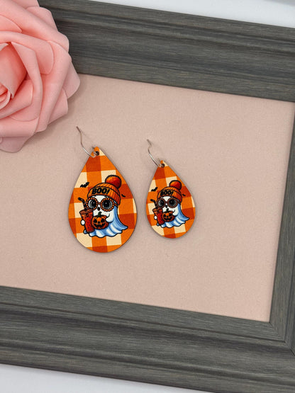 Coffee Ghost Teardrop Earrings