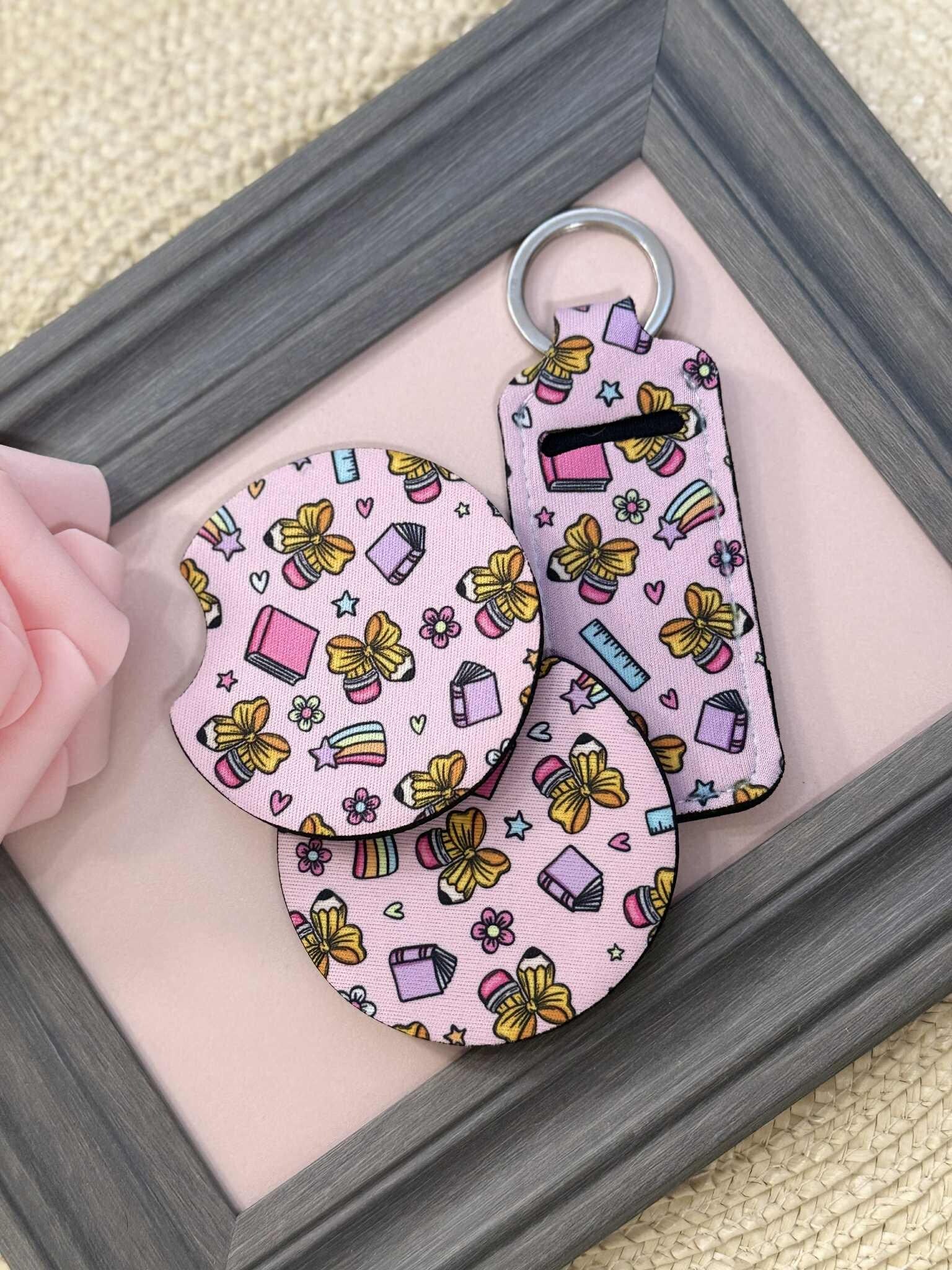 Bows and Pencil Lip Balm Holder Keychain