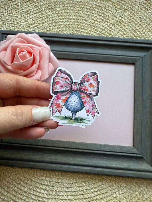 Floral Bow Golf Ball Sticker