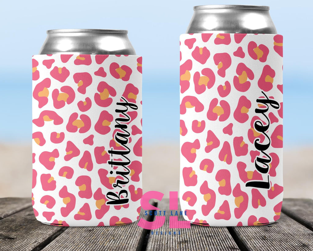 Personalized Leopard Print Can Cooler