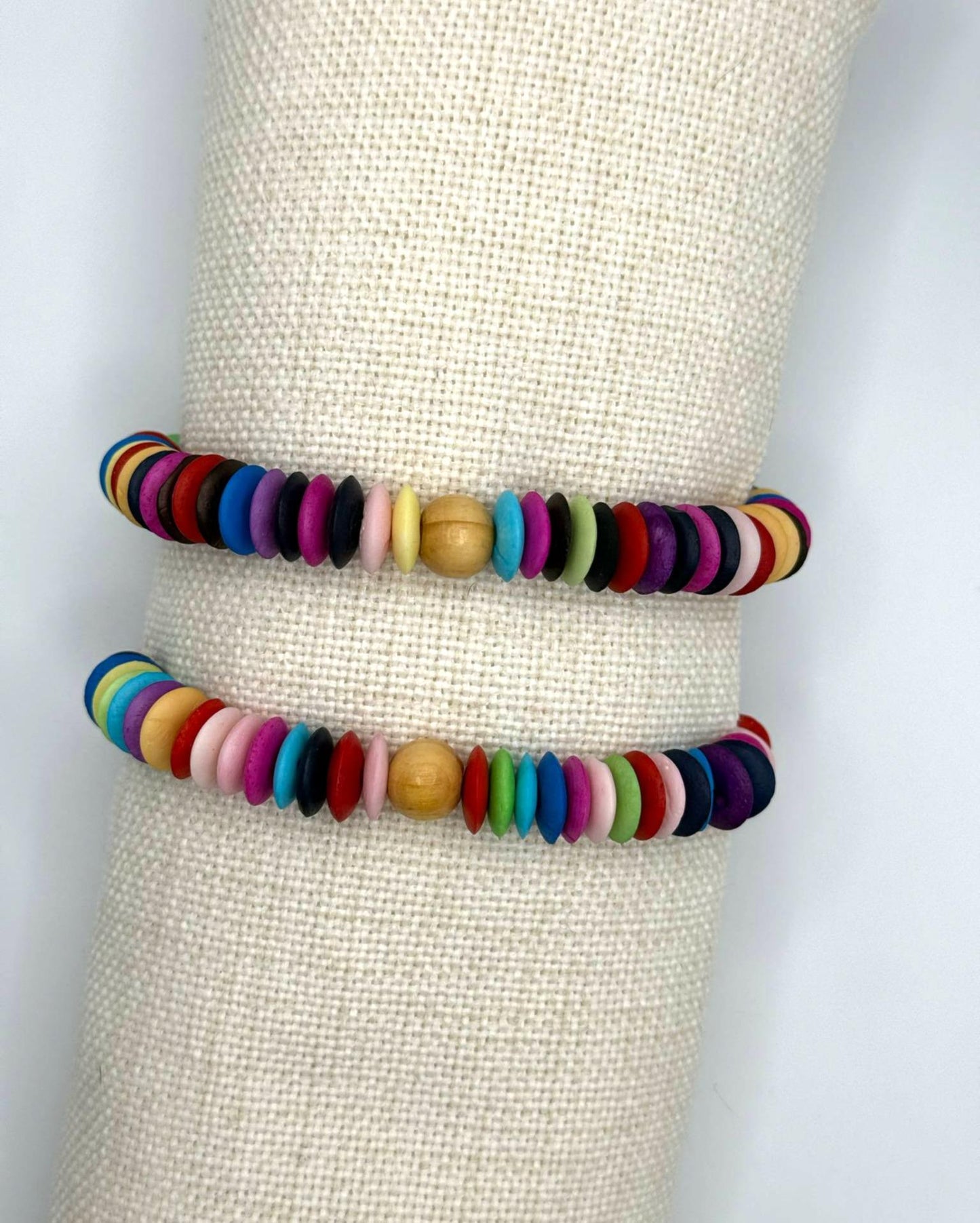Multicolor Bone Disc Bracelet