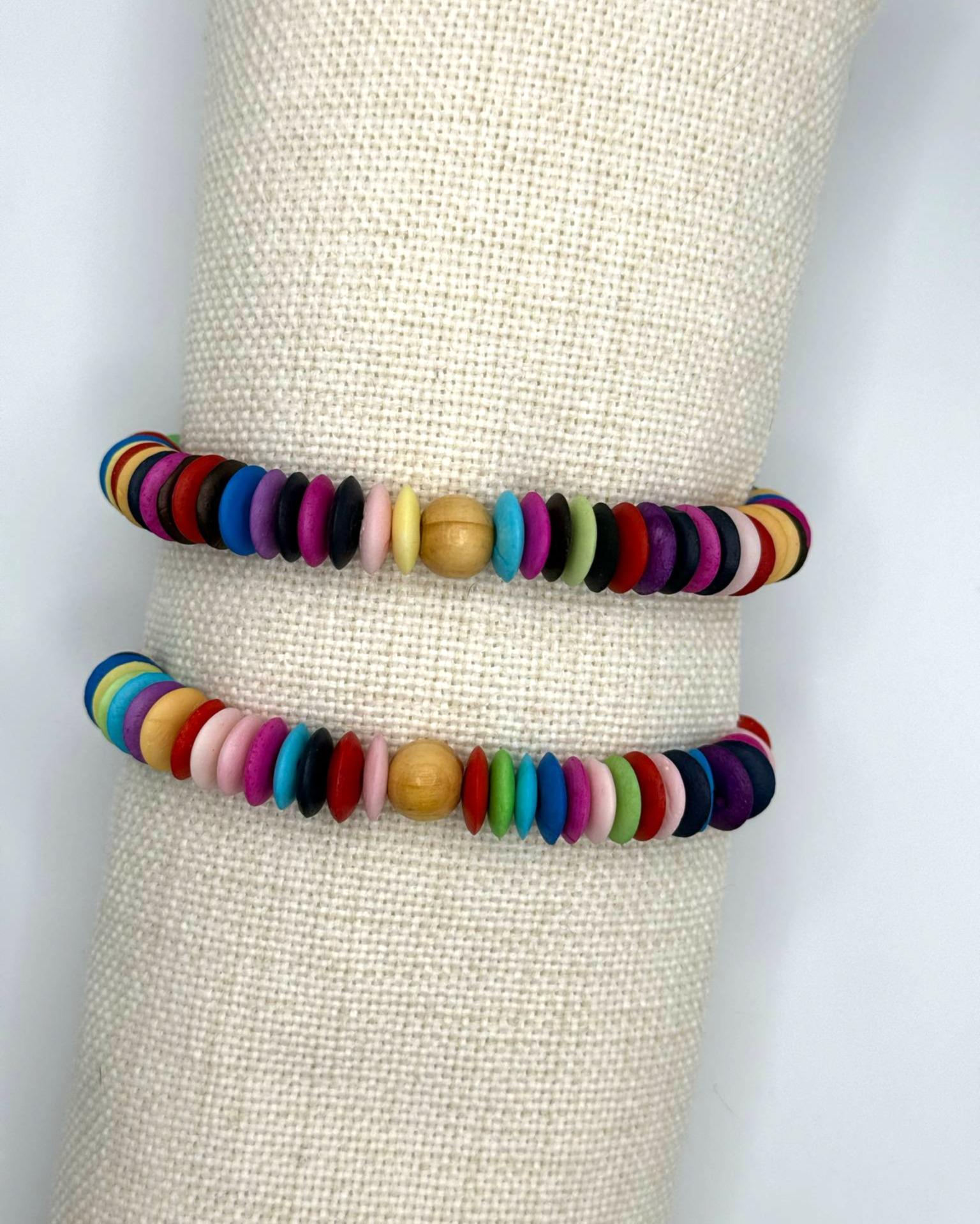 Multicolor Bone Disc Bracelet
