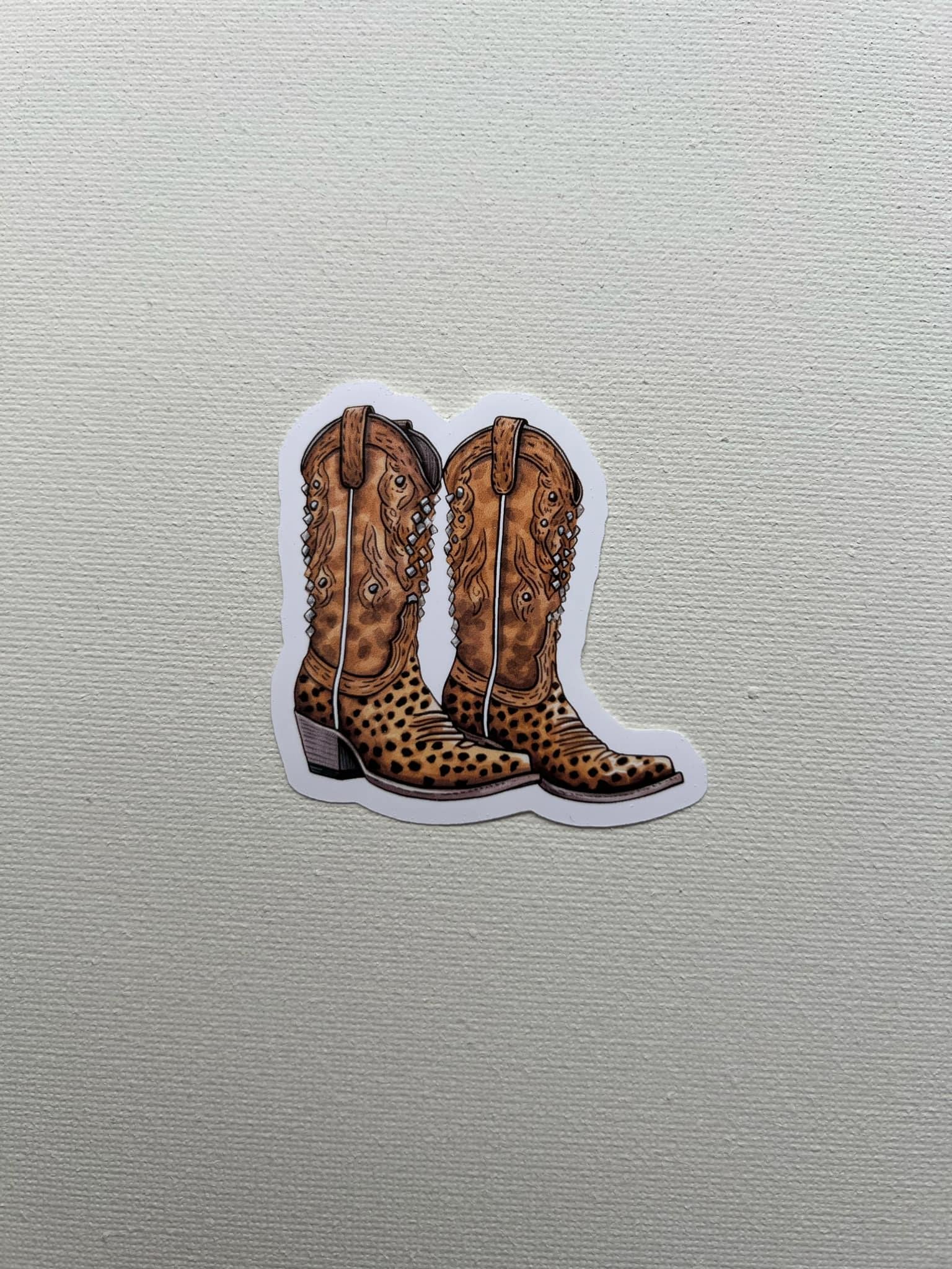 Leopard Print Cowgirl Boot Sticker