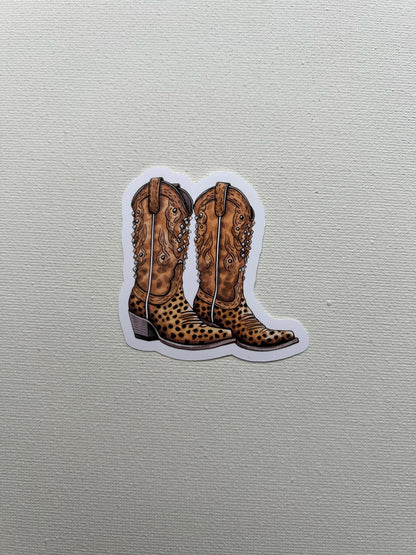 Leopard Print Cowgirl Boot Sticker