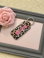 Personalized Leopard Print Lip Balm Keychain