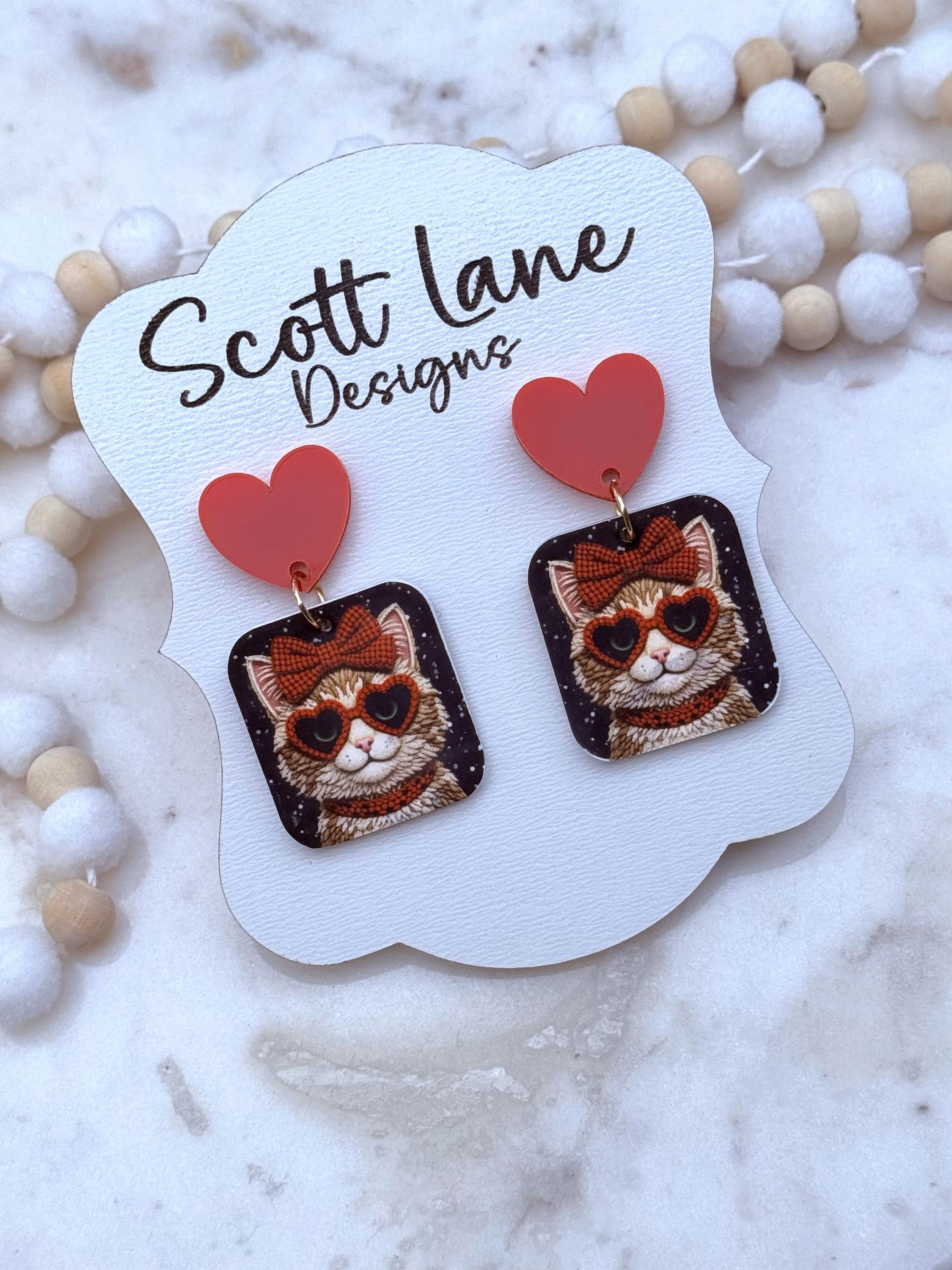Cool Kitty Valentine's Day Hearts Earrings2
