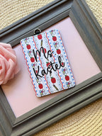 Personalized Teacher ID Badge Holder: Preppy Apple & Pencil Design