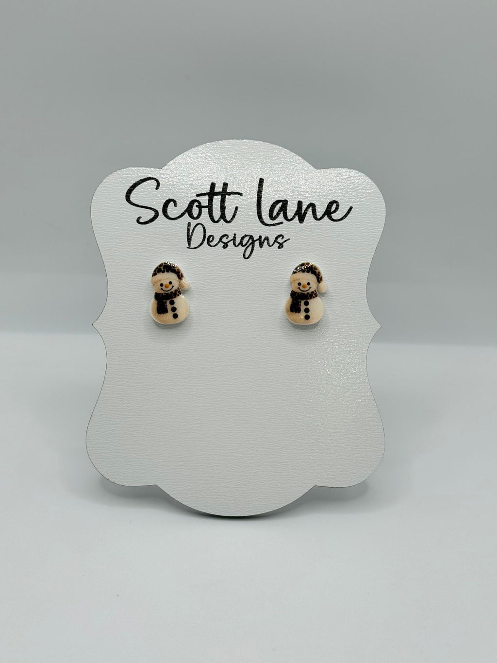 Mini Leopard Print Snowman Christmas Earrings