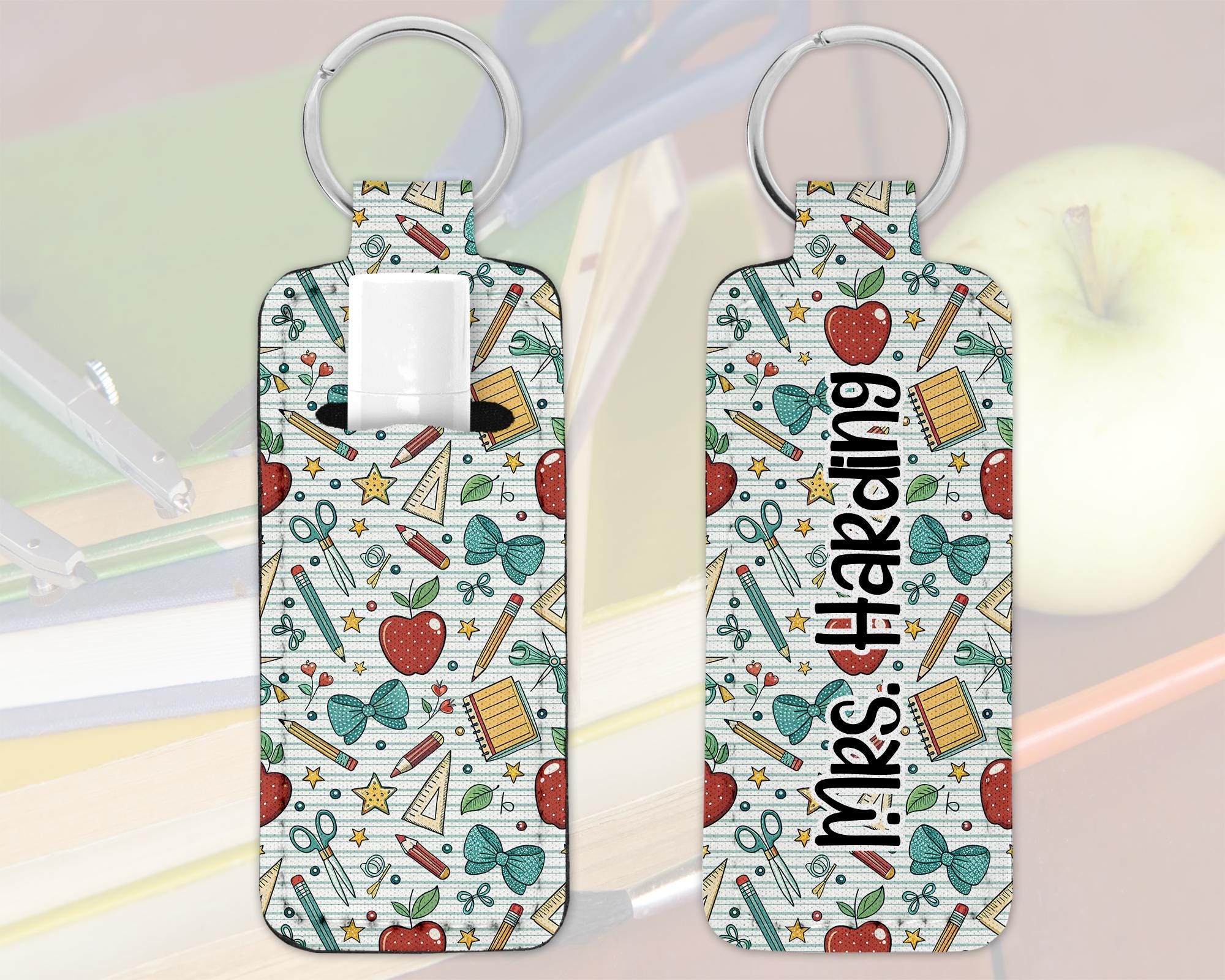 Personalized Teacher Lip Balm Holder Keychain