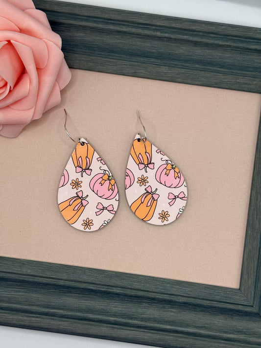 Pumpkin & Bow Dangle Earrings
