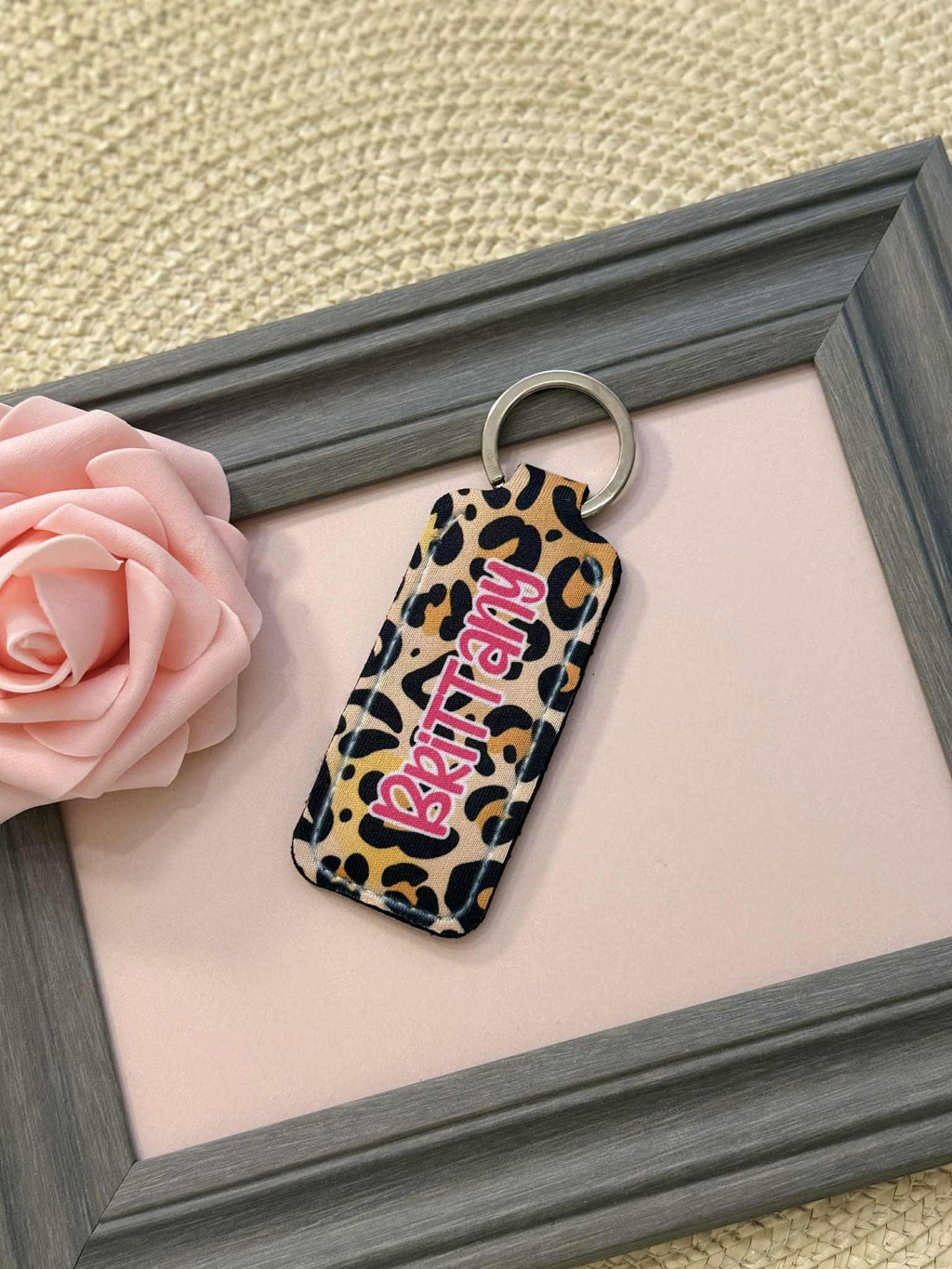 Personalized Leopard Print Lip Balm Keychain