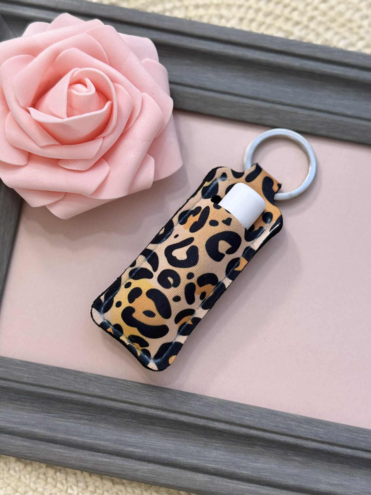 Personalized Leopard Print Lip Balm Keychain