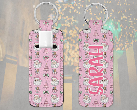Personalized Preppy Santa Lip Balm Keychain