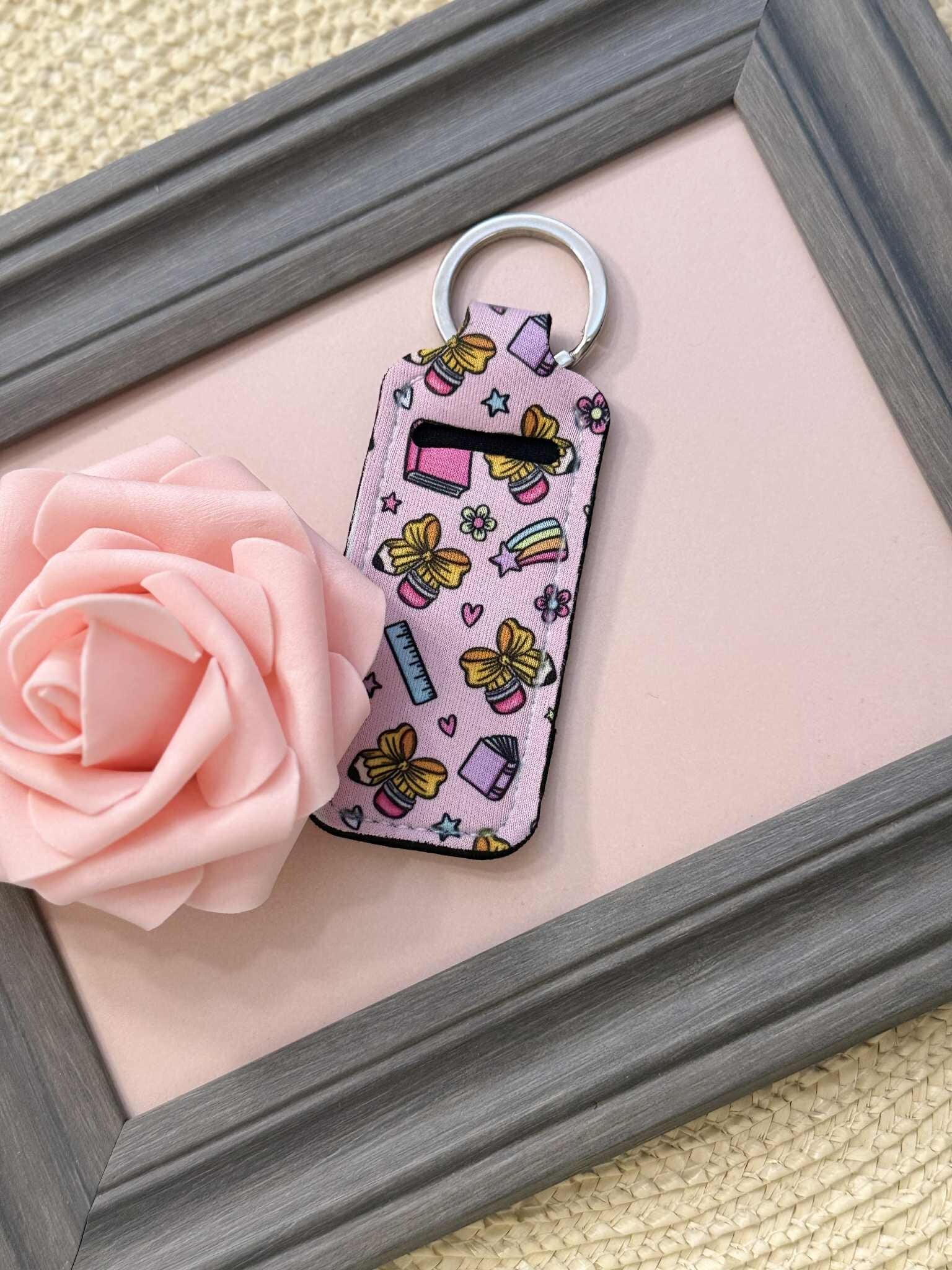 Bows and Pencil Lip Balm Holder Keychain