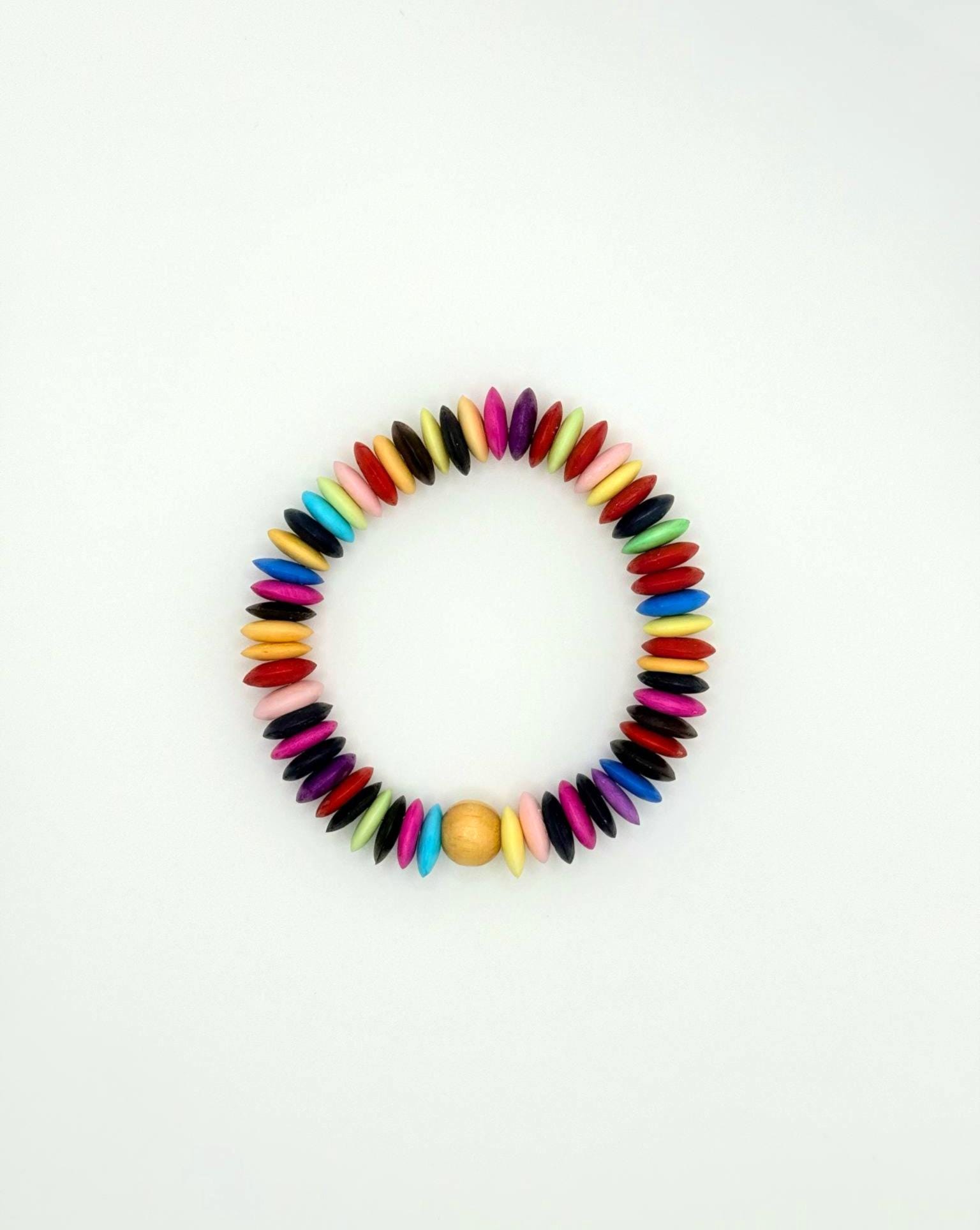 Multicolor Bone Disc Bracelet