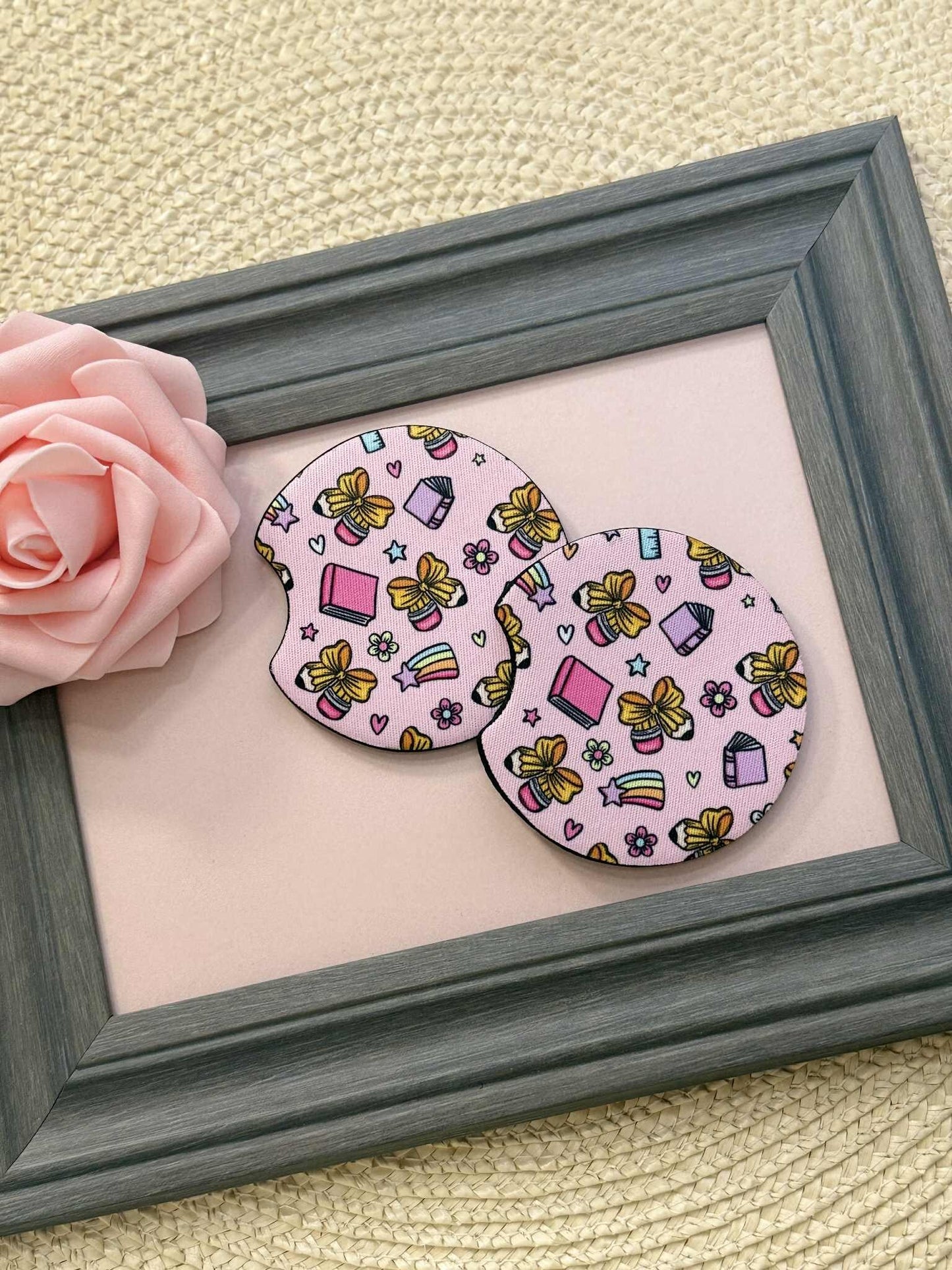 Preppy Teacher Car Coaster Set
