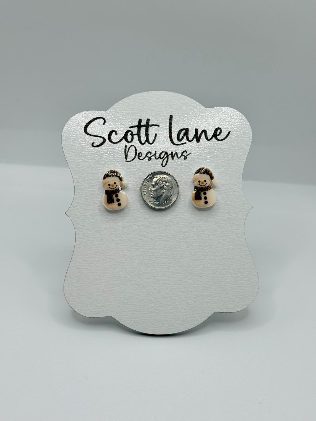 Mini Leopard Print Snowman Christmas Earrings