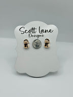 Mini Leopard Print Snowman Christmas Earrings
