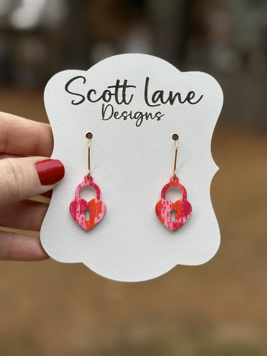 Preppy Heart Lock Earrings