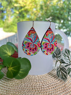 Floral Paisley Sublimated Teardrop Earrings