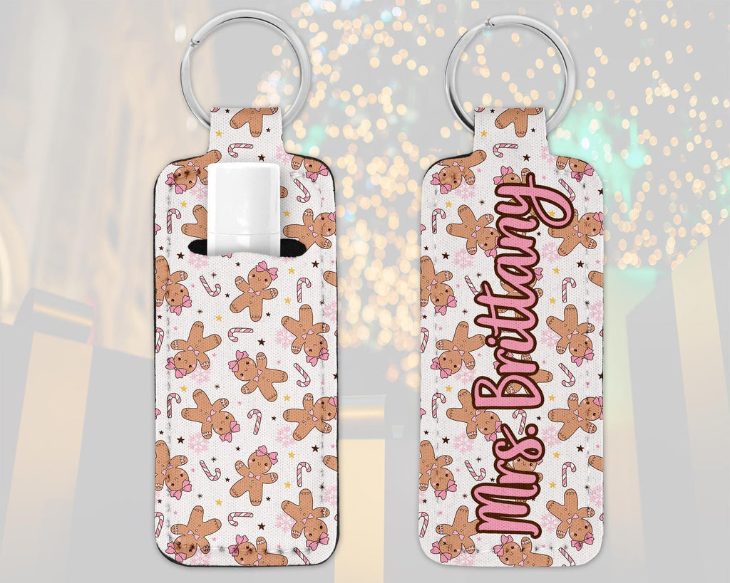 Personalized Gingerbread Girl Lip Balm Keychain