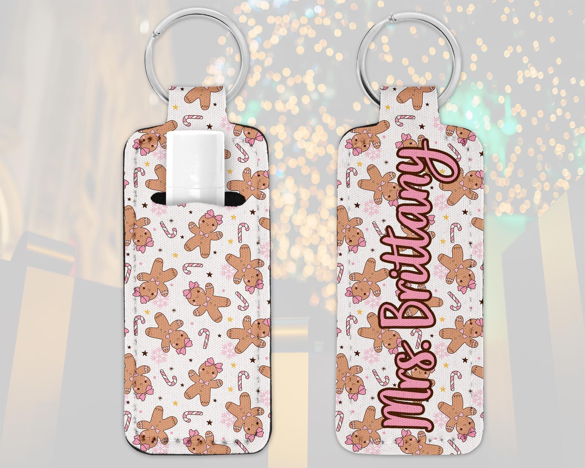 Personalized Gingerbread Girl Lip Balm Keychain