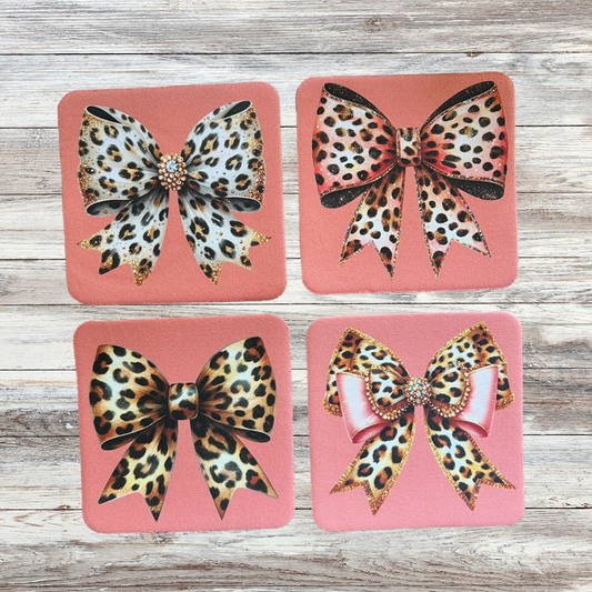 Leopard Bow Coasters