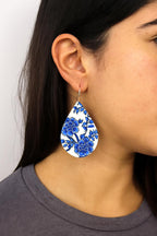 Blue Floral Teardrop Earrings