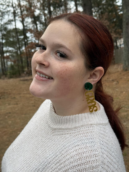 Mardi Gras Word Earrings