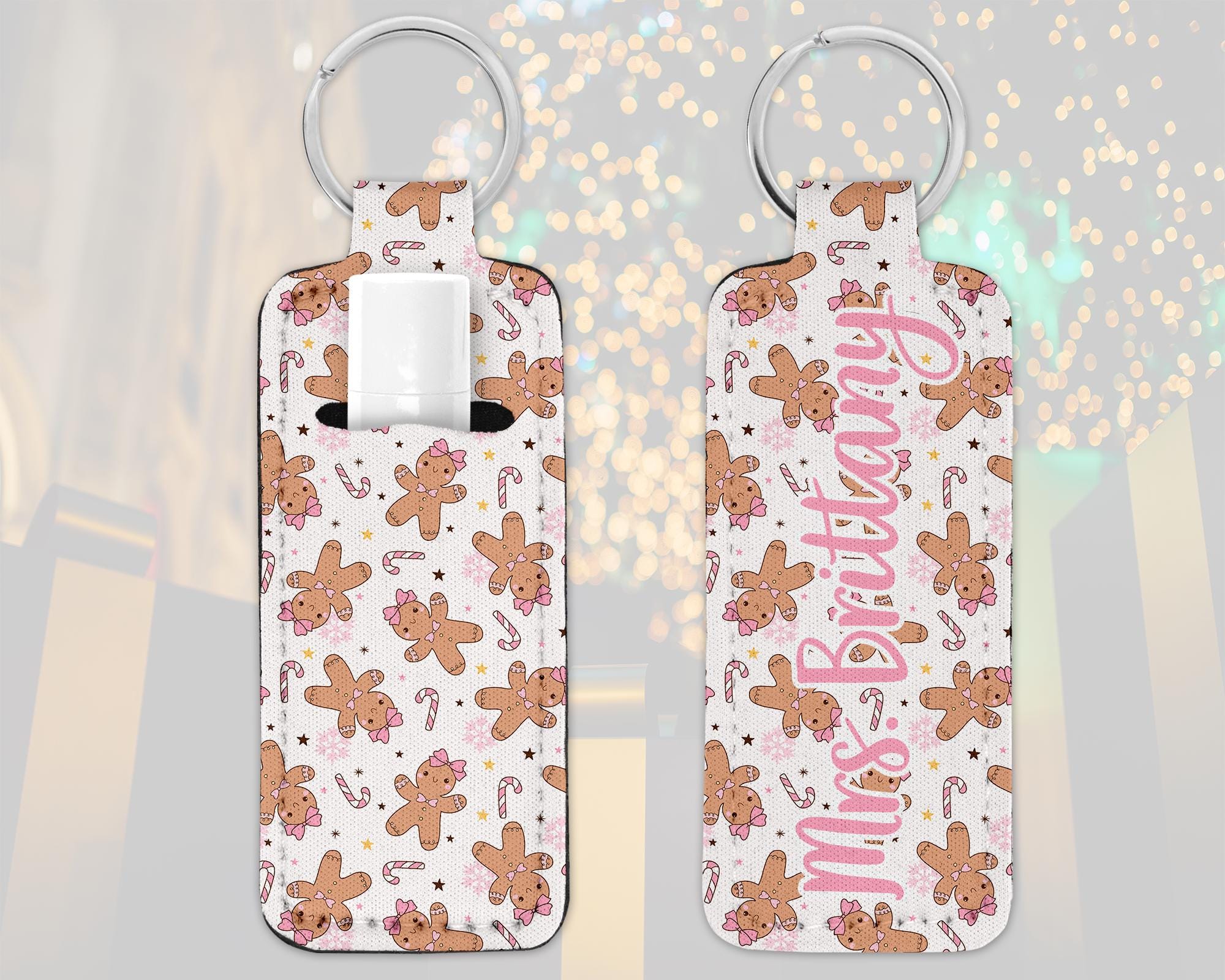 Personalized Gingerbread Girl Lip Balm Keychain