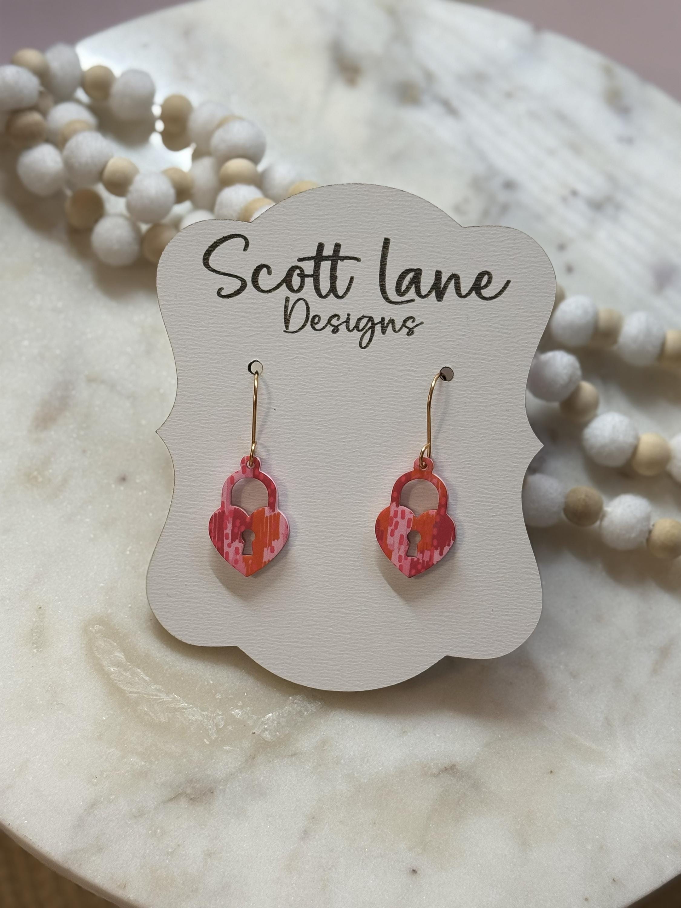 Preppy Heart Lock Earrings