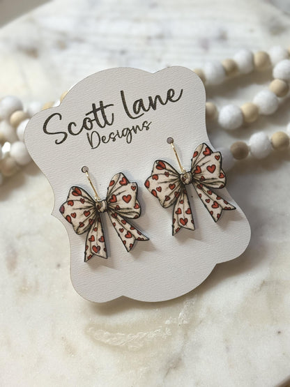 Valentine's Day Bow Hearts Earrings