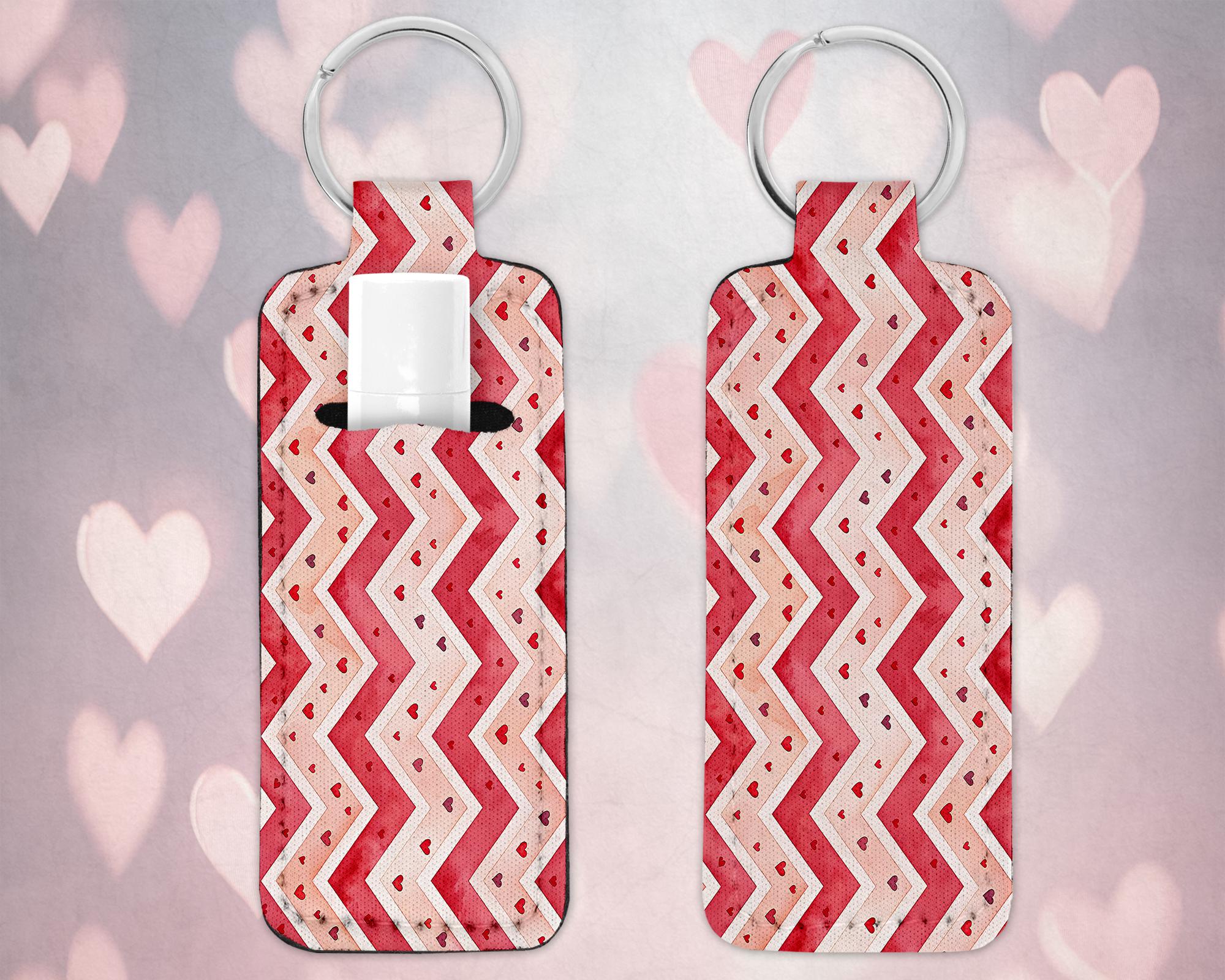 Valentine’s Day Chevron Lip Balm Holder Keychain