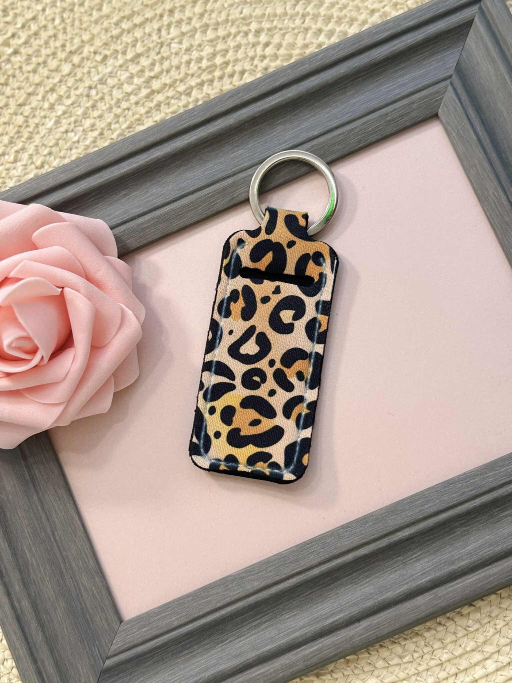 Personalized Leopard Print Lip Balm Keychain