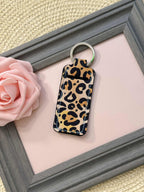 Personalized Leopard Print Lip Balm Keychain
