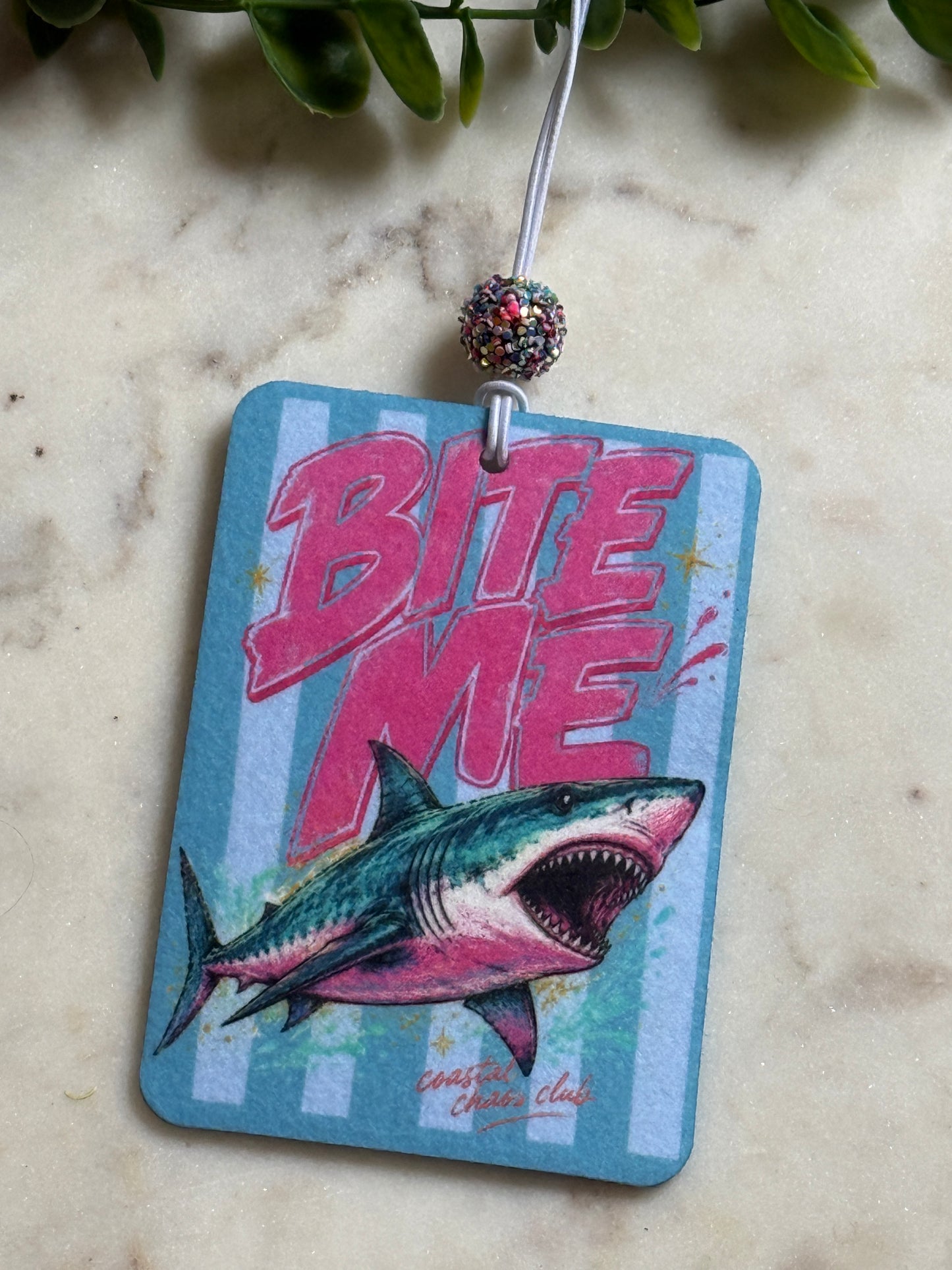 Bite Me Shark Car Air Freshener Charm, Unscented Hanging Car Accessory