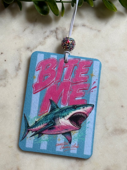 Bite Me Shark Car Air Freshener Charm, Unscented Hanging Car Accessory