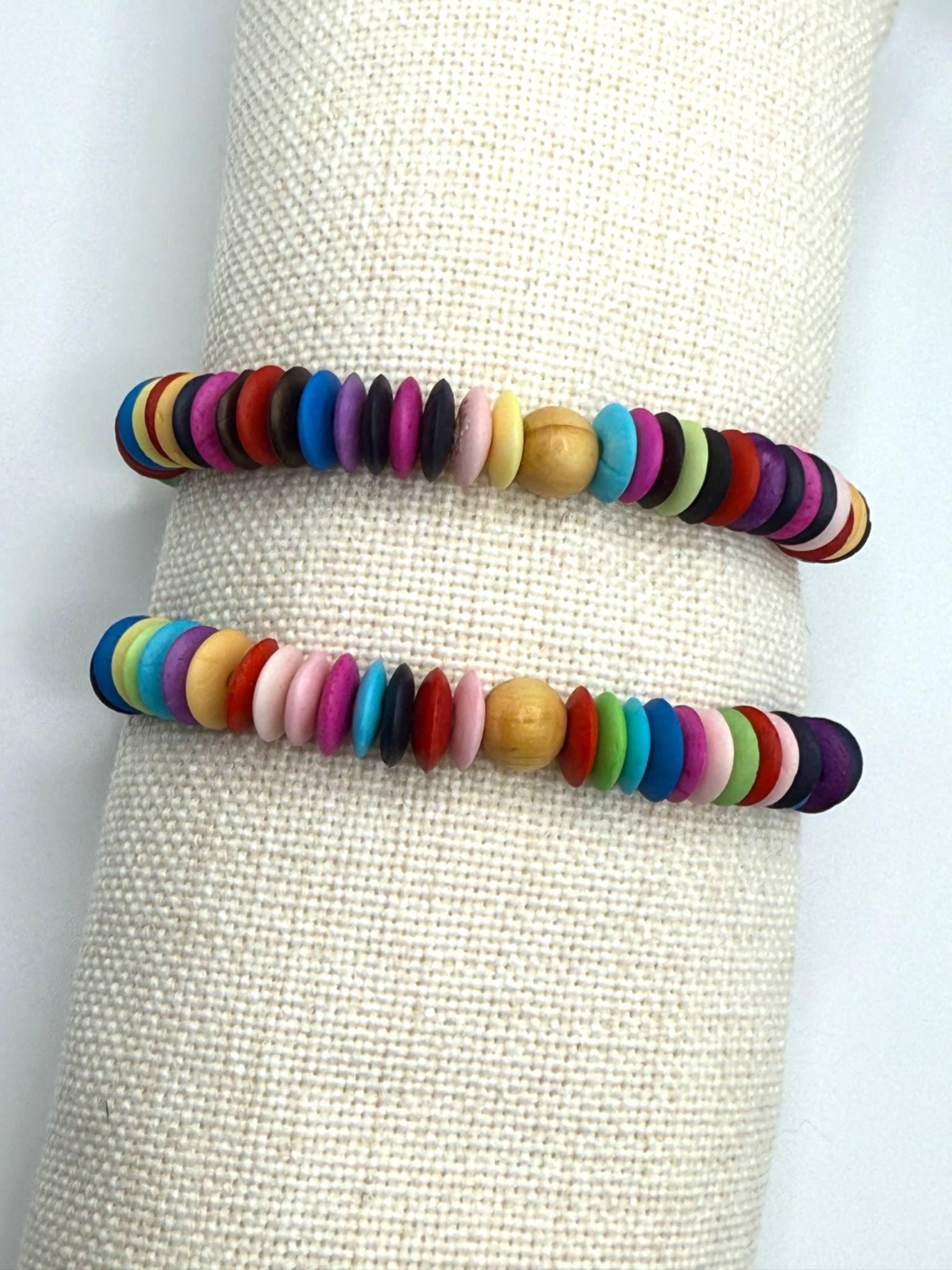 Multicolor Bone Disc Bracelet